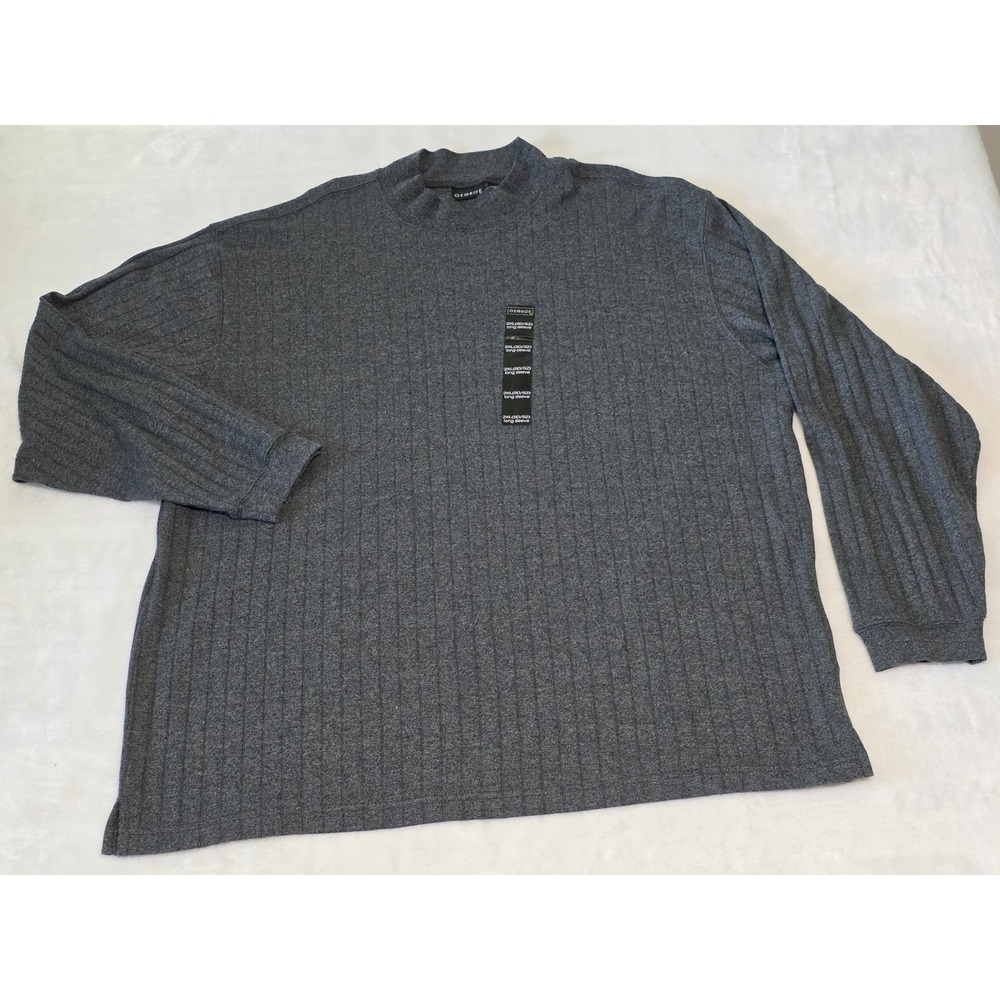 George Mens XXL Charcoal Gray subtle ribbed texture mock neck collar Long sleeve